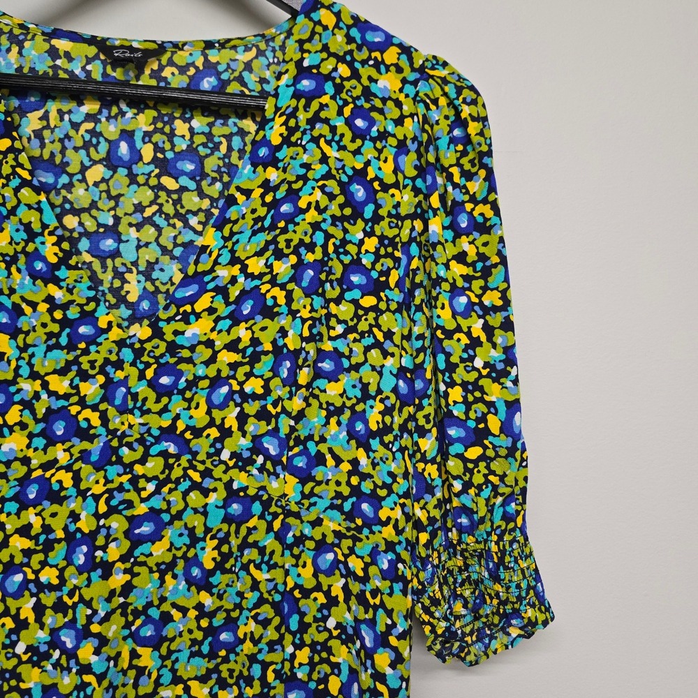 Rails Roma Dress Women S Blue Abstract Garden Rayon Puff Sleeve Mini Boho - Picture 4 of 15